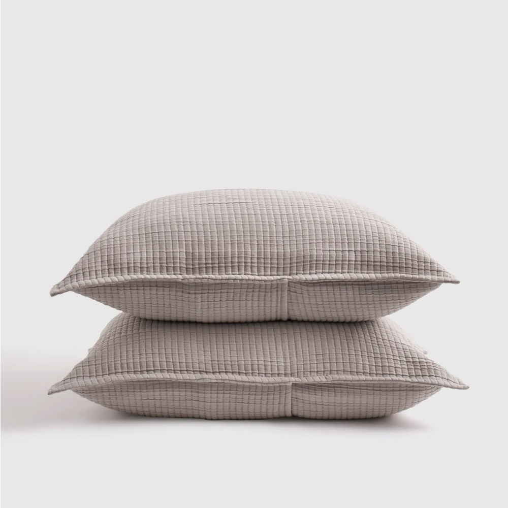 Quince Organic Ribbed Cotton Shams King Light Grey
